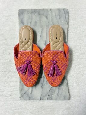 Birdies Phoebe Woven Mule Shoes Size 8 Orange Pink Sangria